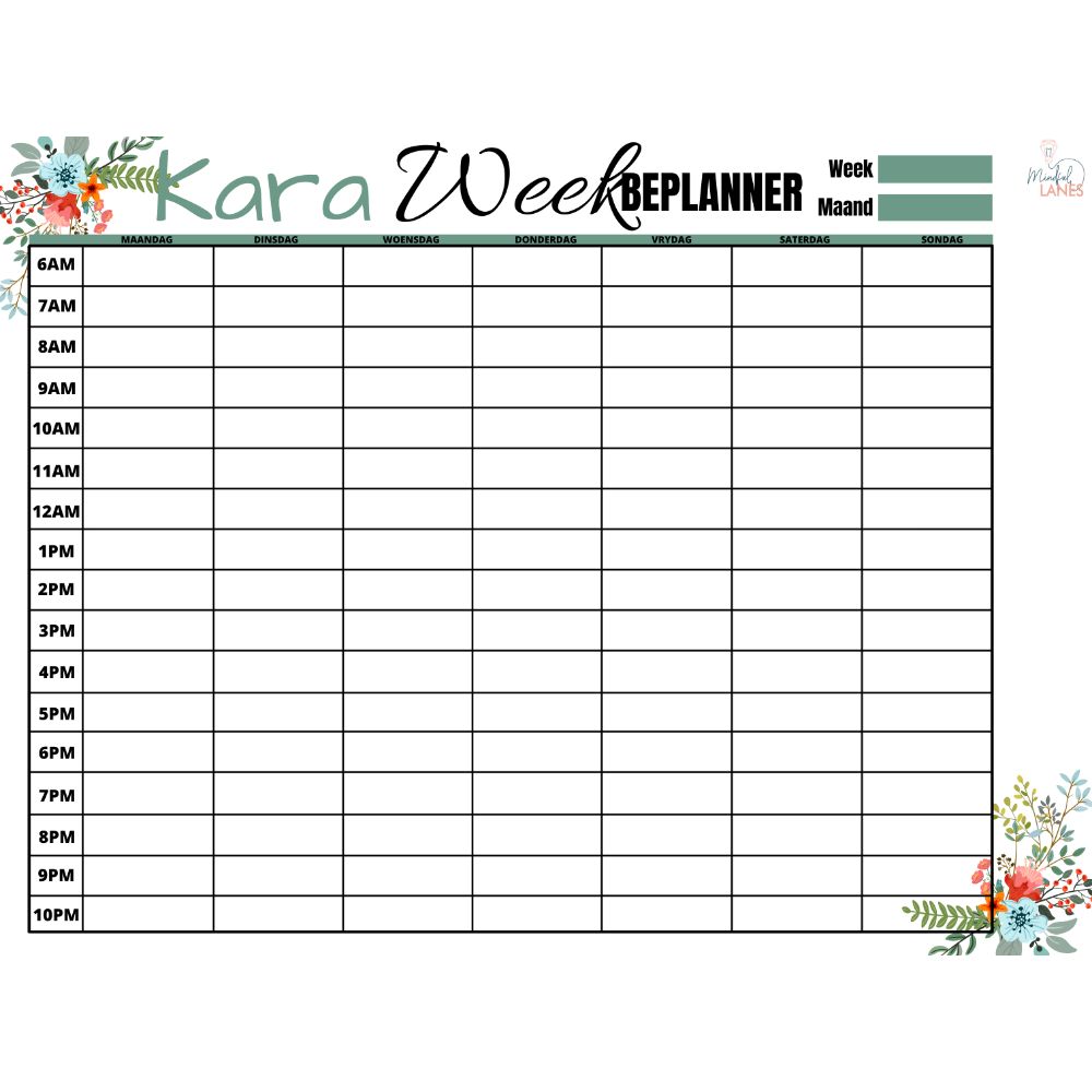 Flowers Blomme weeklikse tyd beplanner