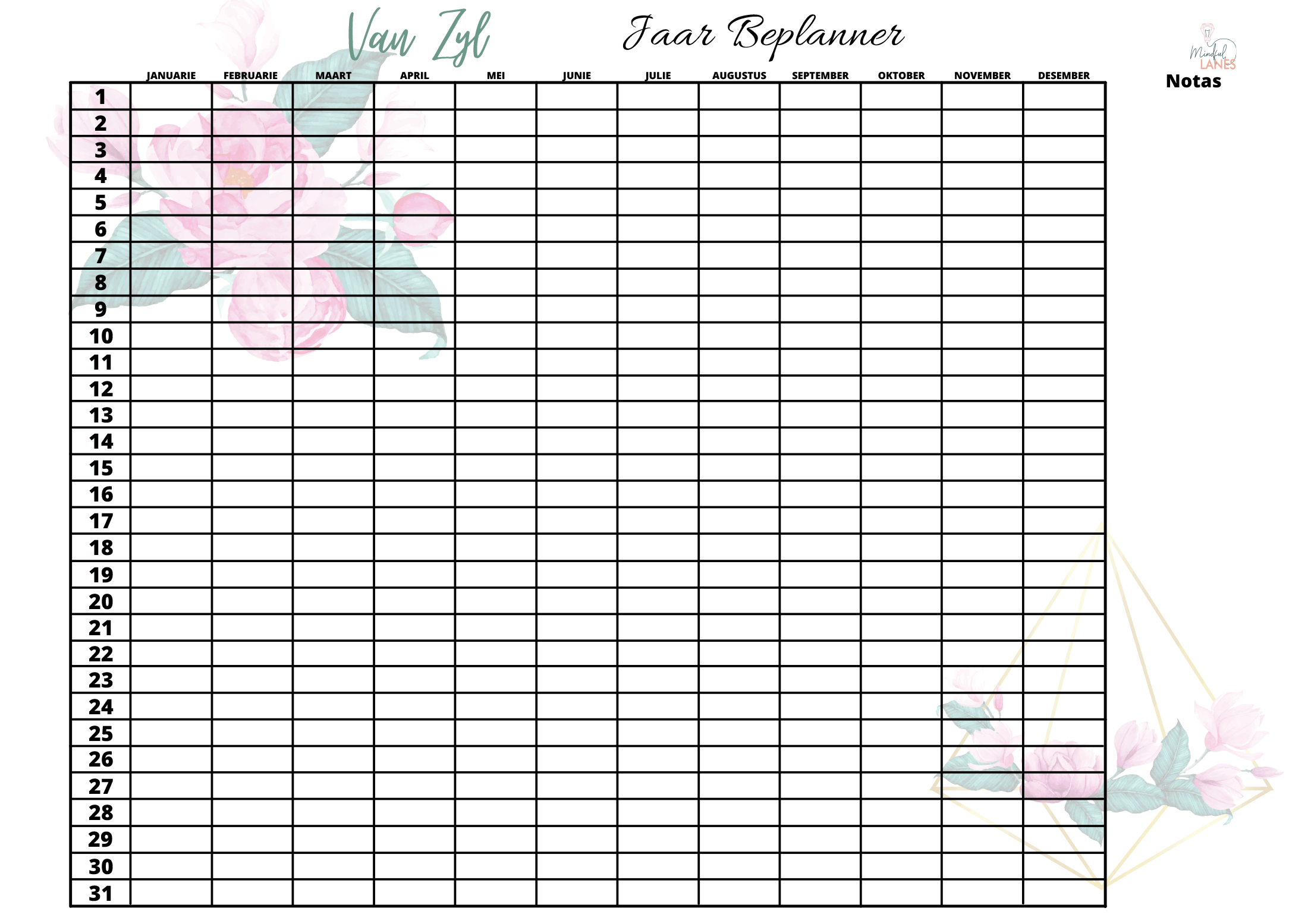 Landscape-4 year planner